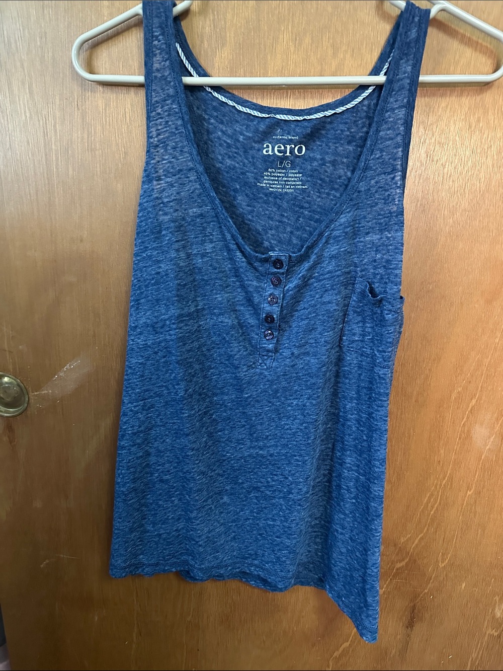 Aeropostale Navy Blue Henley Tank with Button Placket